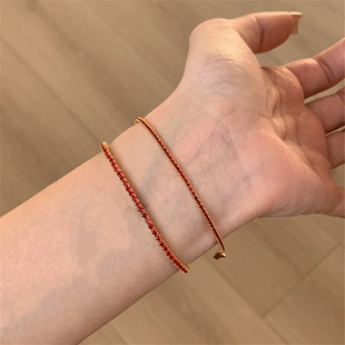 zoozmini满钻锆石马年红绳手链女本命年轻奢小众精致高级感手饰潮