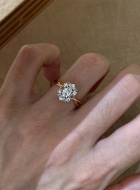 zoozmini金色镶鸽子蛋椭圆莫桑钻戒指女小众设计高级感轻奢食指戒