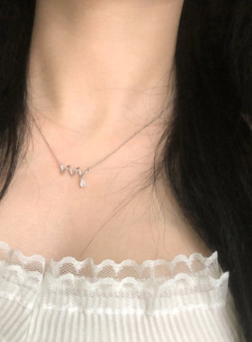 弹簧波浪水滴项链小众设计简约