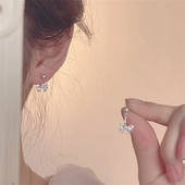 zoozmini甜美锆石蝴蝶结后挂式 耳钉女小众设计超闪耳环高级感耳饰