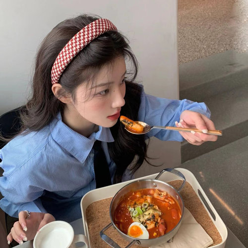 zoozmini韩国复古千鸟格发箍高颅顶海绵宽边头箍网红压发百搭发饰