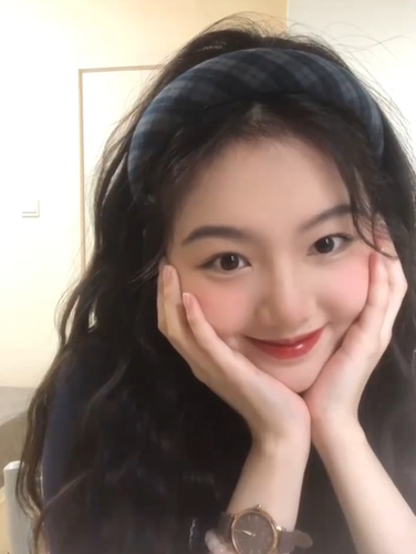 复古学院风灰蓝色格纹海绵发箍