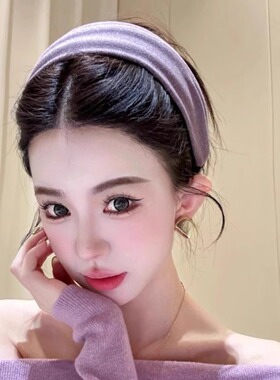 zoozmini韩系宽边绒面发箍女高级感显白时尚外出百搭发卡头箍发饰