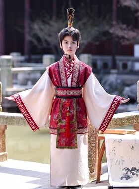儿童古装秦汉战国袍汉服男女童古代丞相王公大臣官员服春秋演出服