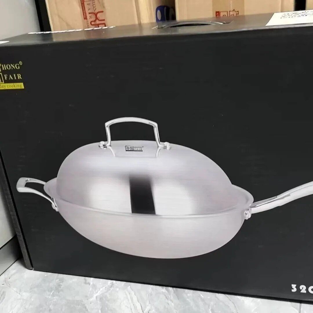 洪福来，全新原装正品炒锅304无涂层不易粘锅电磁炉燃气专用