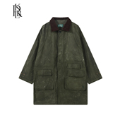 猎装 重磅加密油蜡珠帆面料 蓝布屋14盎司复古长款 风衣KRBLJKT609