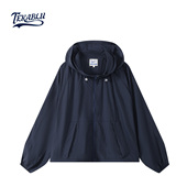 TKBLJKT292 连帽风衣纯色百搭休闲外套春季 男女同款 蓝布屋薄款
