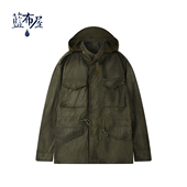 蓝布屋14盎司复古重磅油蜡夹克中长款 M65军事外套多口袋LBWJKT606