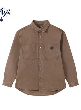 蓝布屋加厚重磅复古洗水做旧经典双口袋工装长袖衬衫外套578P