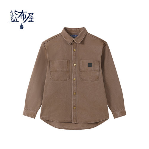 蓝布屋经典复古双口袋工装衬衫
