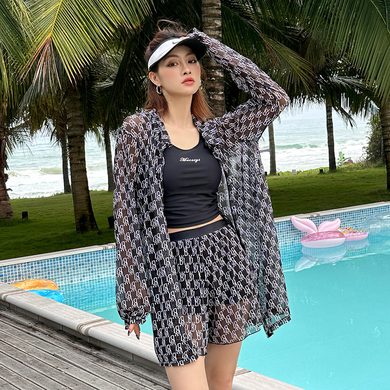 泳衣女款夏分体三件套大码遮肉保守长袖防晒罩衫高级2025新款泳装