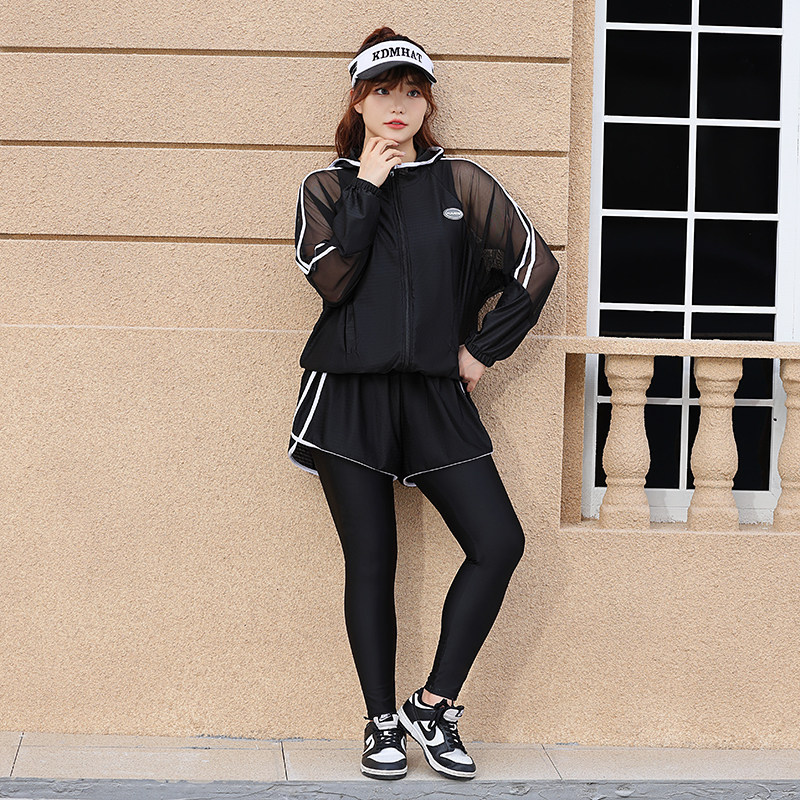 泳衣女款分体保守三件套长袖长裤防晒大码胖mm遮肉高级感温泉泳装