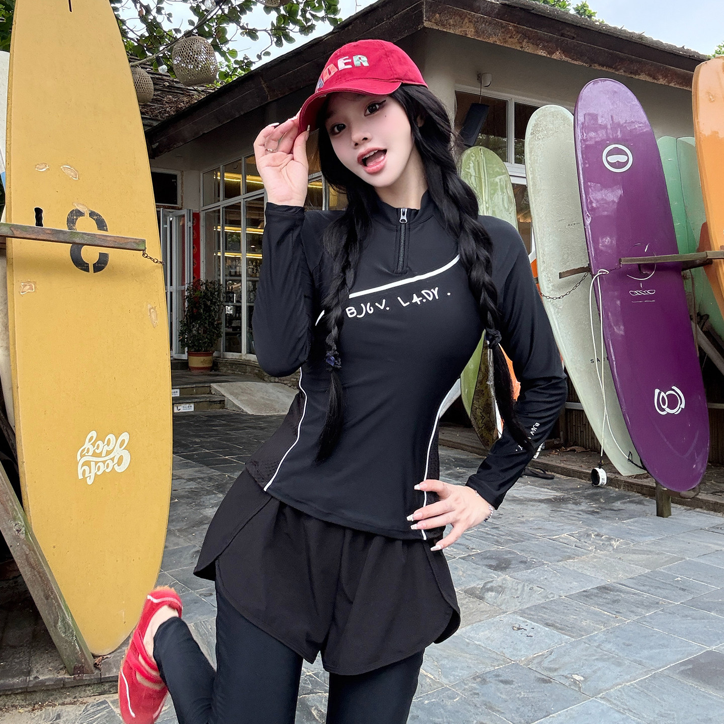 泳衣女成人分体保守显瘦大码长袖长裤运动冲浪漂流游泳馆专用温泉