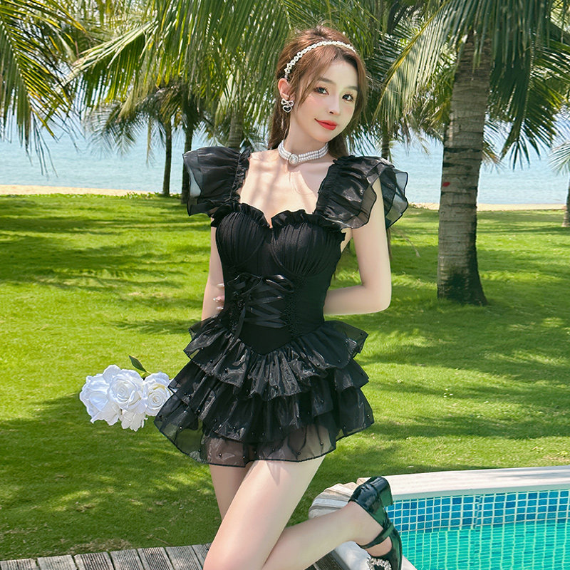 泳衣显瘦遮肚女连体性感纯欲风