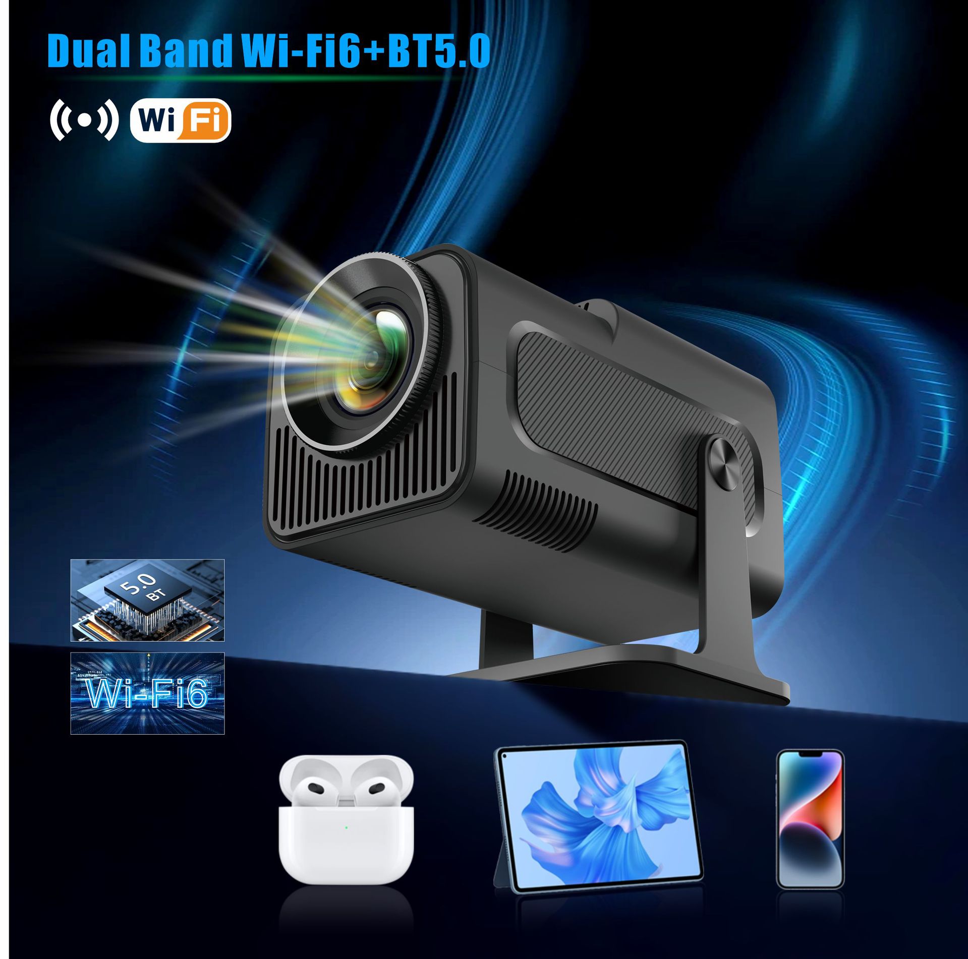 Android 11 Smart Projector Portable Home Cinema投影仪海外版