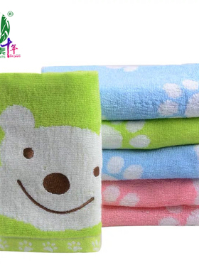 竹元素竹纤维卡通小熊童巾8328 只剩蓝色