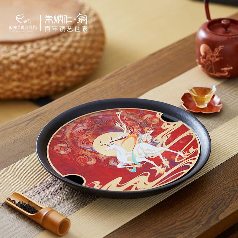 朱炳仁铜鹿王献瑞茶盘