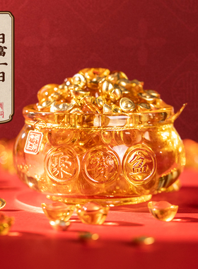 朱炳仁铜日富一日聚宝盆桌面装饰玄学小摆件开业礼物玄关乔迁送礼