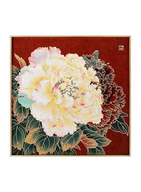 朱炳仁铜 花开富贵装饰画铜雕画玄关沙发背景墙新中式客厅壁画