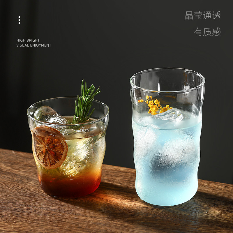 创意异形弯曲高硼硅玻璃杯饮品奶茶咖啡杯耐高温水杯冰美式拿铁杯