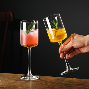 简约风直筒300ml玻璃鸡尾酒杯高脚香槟杯咖啡饮品杯果汁饮料杯子