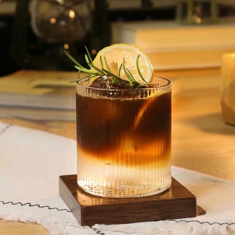 竖条纹玻璃鸡尾酒杯耐热茶杯