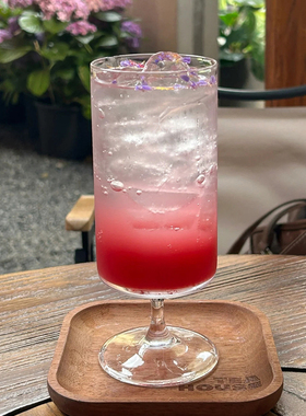 直筒杯果茶冷饮杯鸡尾酒饮品杯饮料水杯子韩式风高脚果汁杯玻璃杯