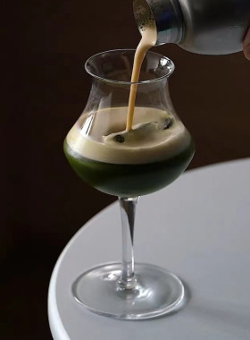 复古ins风反口特调饮品杯高脚玻璃冰美式拿铁咖啡杯个性鸡尾酒杯