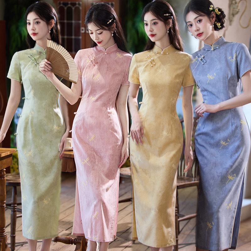 新中式民国复古黄色改良旗袍女2026夏季小个子日常穿感连衣裙