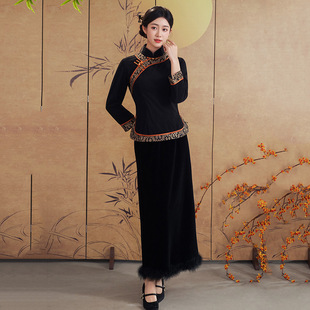 国风新中式秋冬装长袖改良旗袍上衣妈妈装2026新款女复古收腰冬季