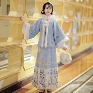 原创明制汉服女【兰亭 】新款秋冬季加绒加厚日常马面裙古装汉服