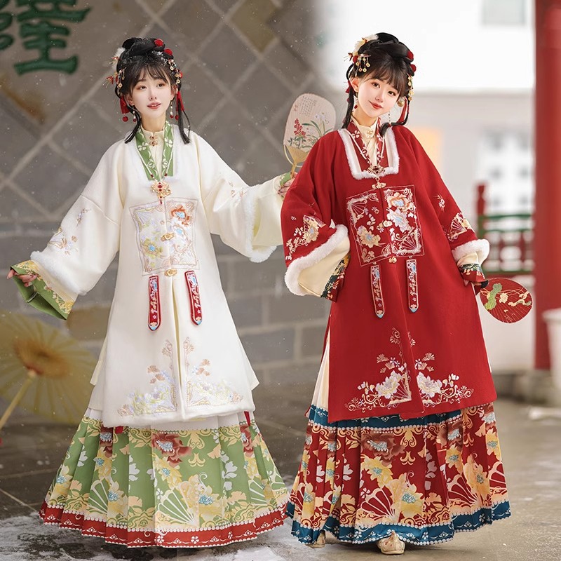 枳羽棠汉服女明制长袄合领衫补服里衣加绒加厚斗篷披风秋冬马面裙