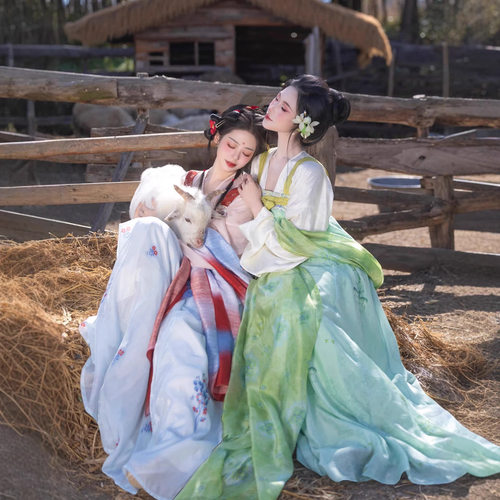 汉虞葵大唐女儿行玉露团 汉服套装 齐胸裙对襟短衫武则天古装汉服