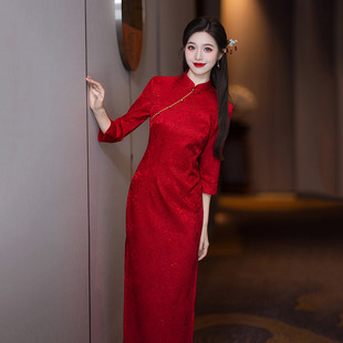 红色旗袍女感新中式敬酒服新娘2025新款订婚结婚宴会回门礼服