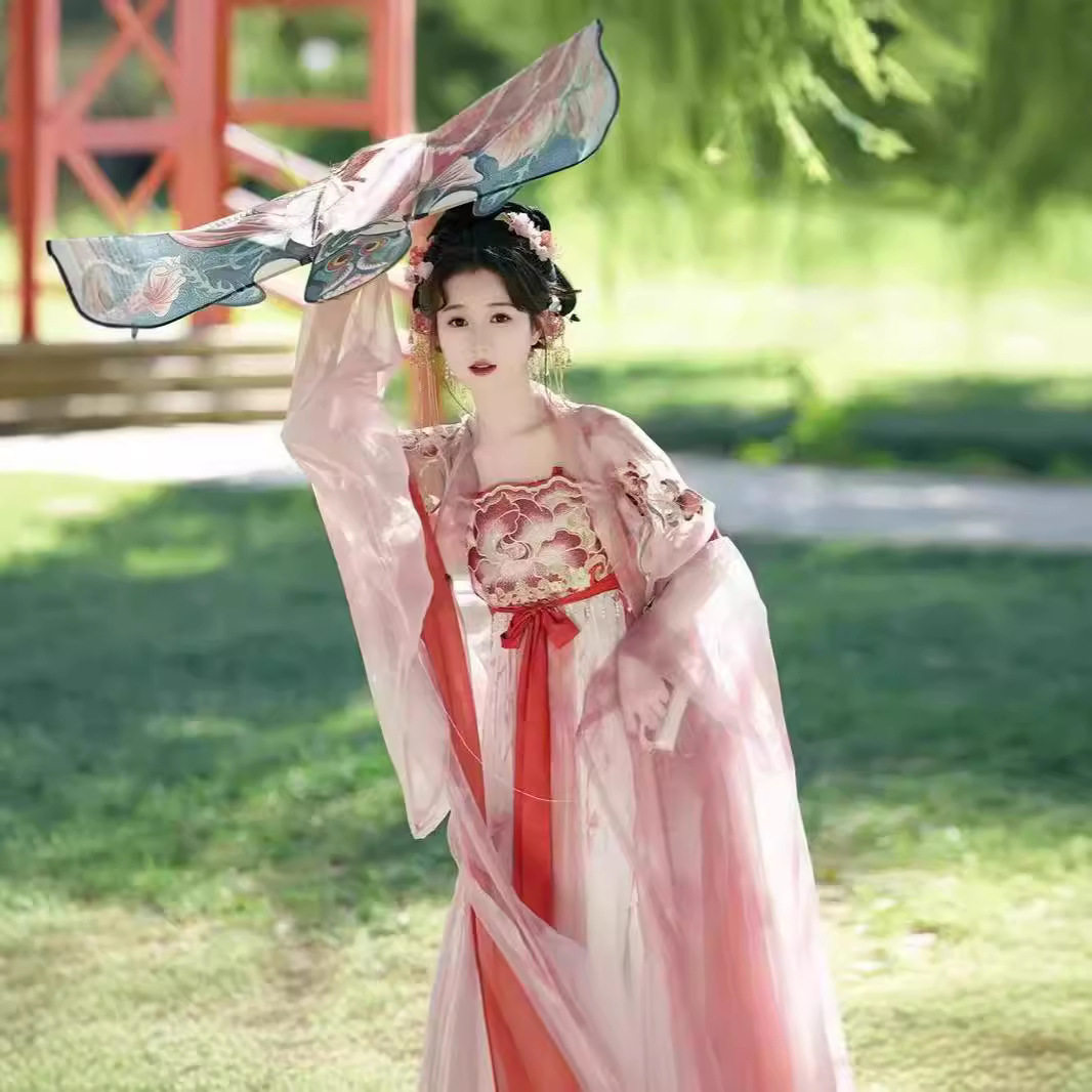 花朝记原创汉服【水芝芙蓉】唐制诃子裙仙气刺绣大袖衫春夏款日常,女装/女士精品,汉服套装,淘宝优惠券,粉丝福利购,淘宝优惠卷