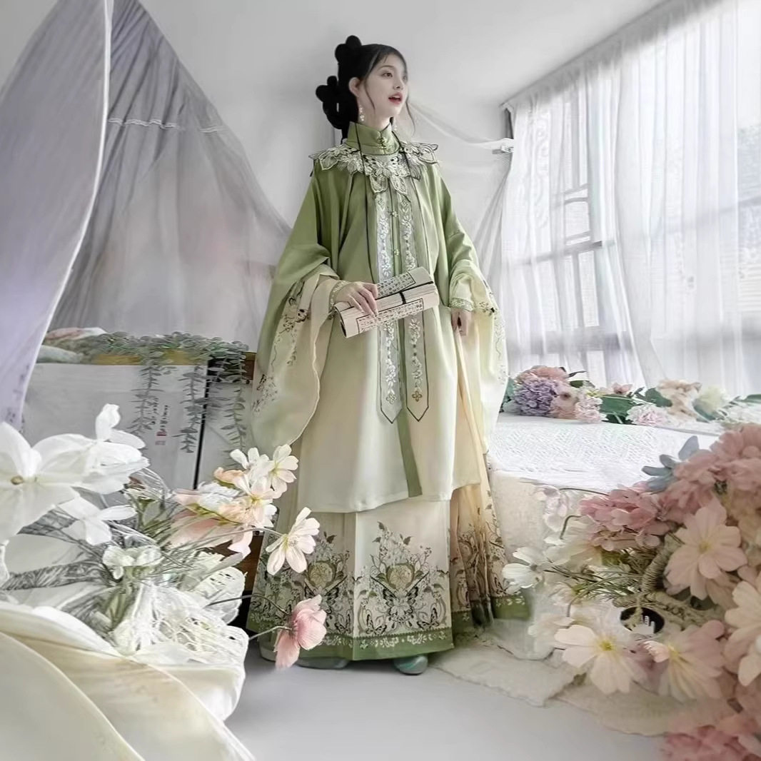 花朝记原创【蝶恋花】汉服女明制立领衫比甲云肩马面裙秋冬套装新