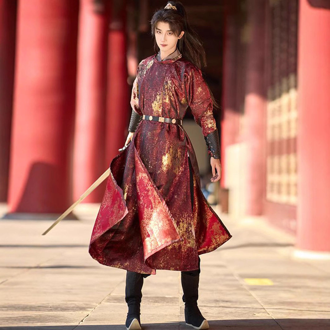 原创汉服唐制圆领袍凌云志缺胯袍织金款秋冬款武侠风拜年新郎伴郎