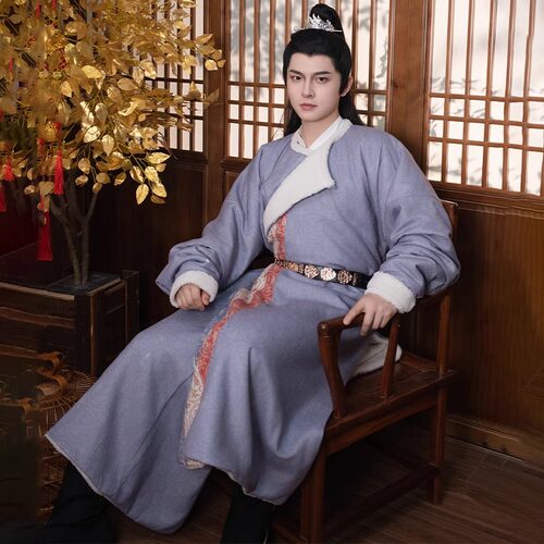 原创汉服2026年新款唐制圆领袍冬季加绒男女同款古风日常侠客长袍