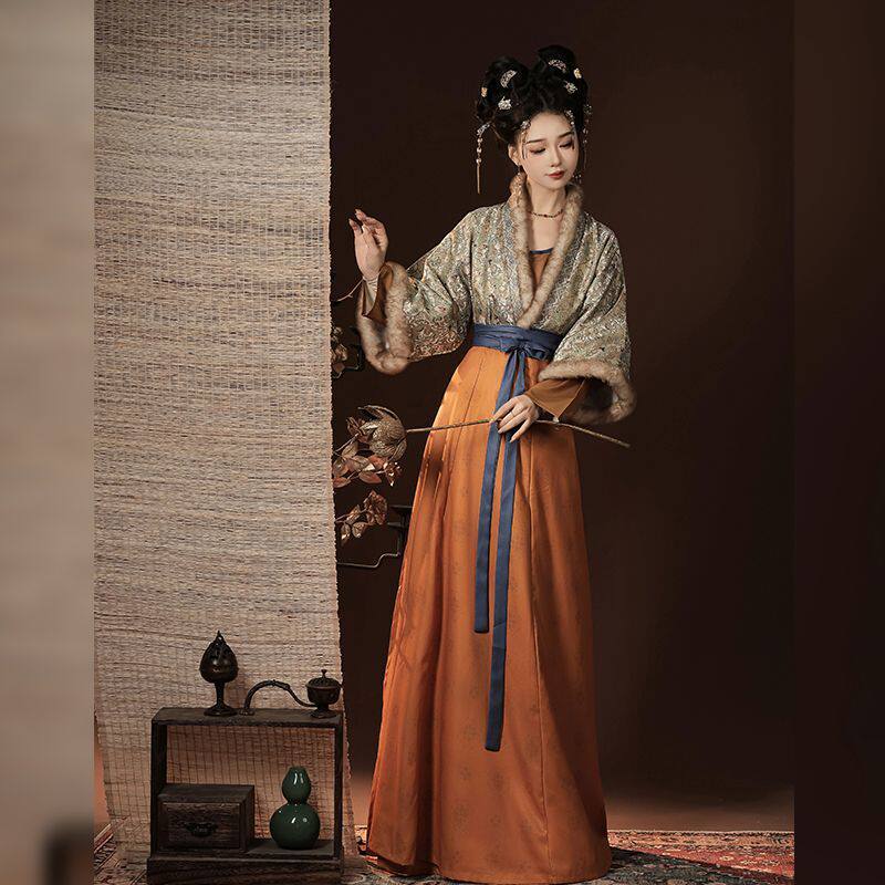 原创复原仿宋锦唐褙子垂领衫齐腰破裙秋冬2026新款汉服女中式套装