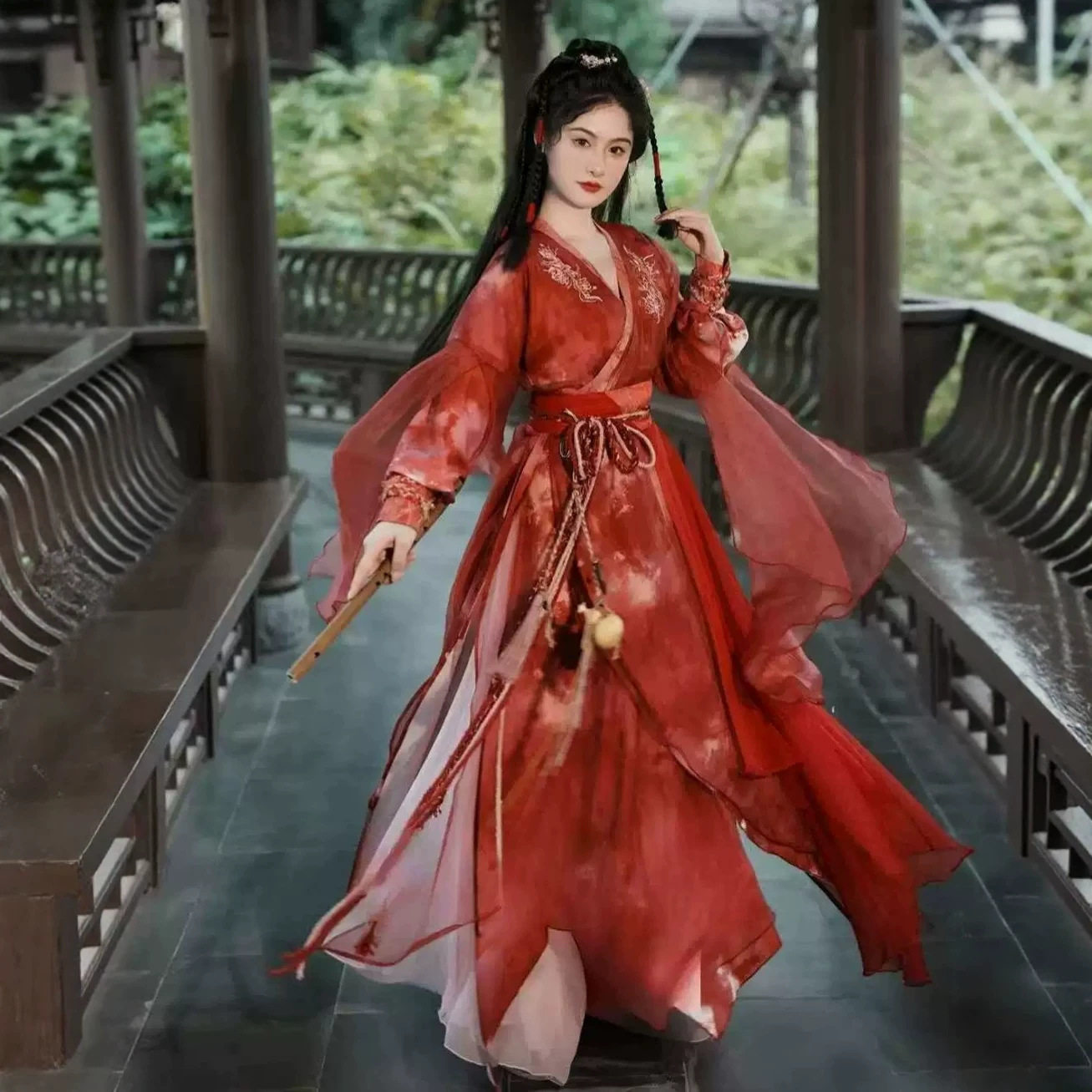 新款汉服女古装宋制长衫齐腰襦裙改良武侠风仙气飘逸春夏日常
