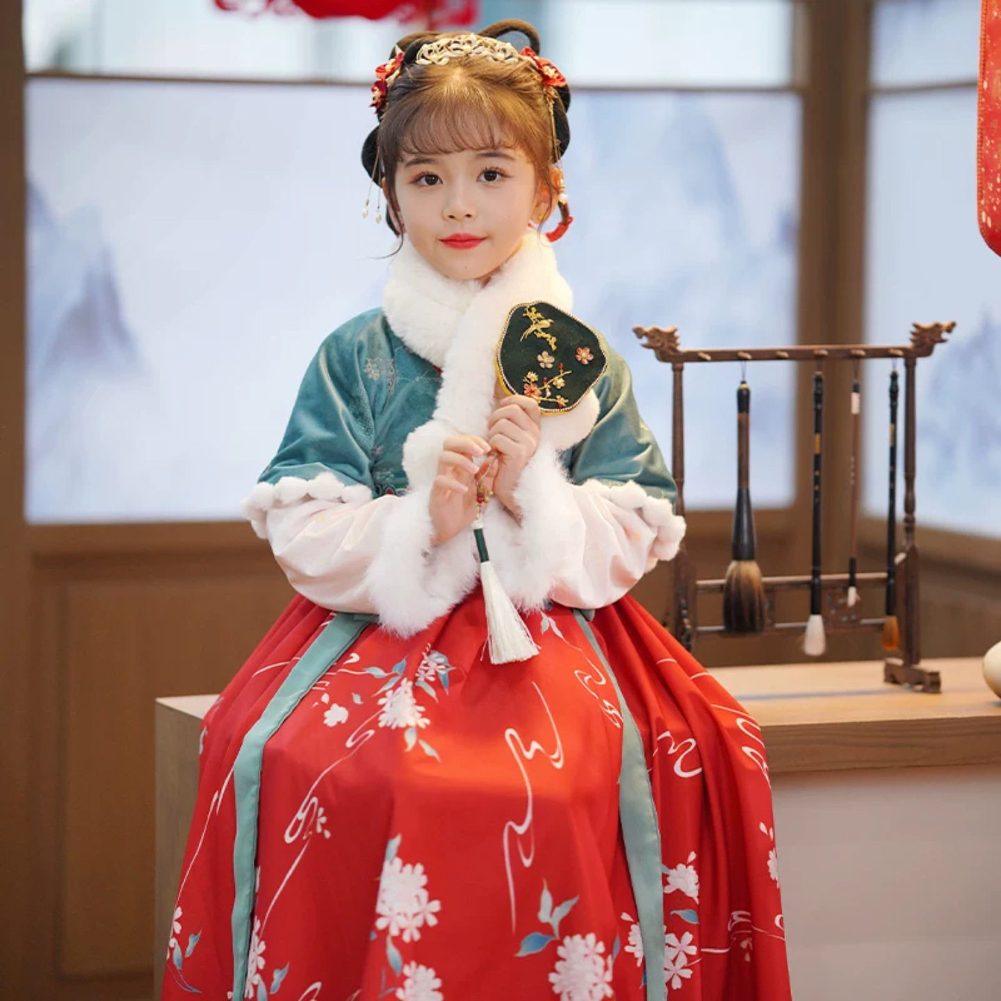 原创女童汉服2026新款春秋喜庆礼服裙衣服儿童国风女宝唐装连衣裙