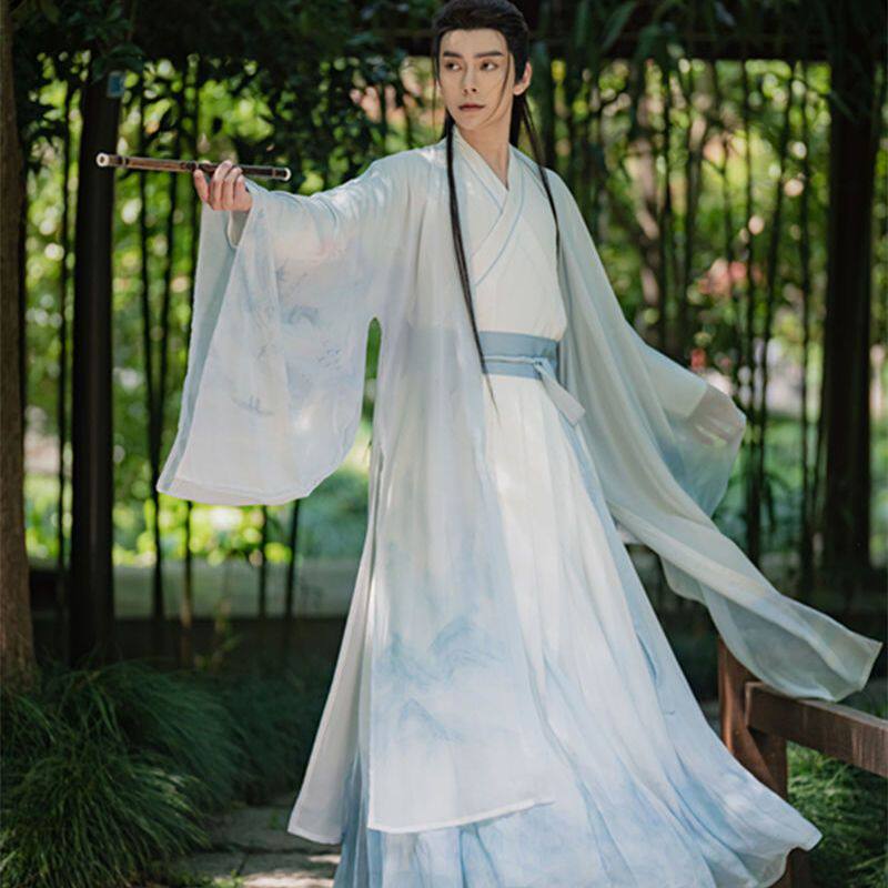 男女情侣汉服2026新款学生日常演出超仙广袖交领齐腰印花套装夏秋