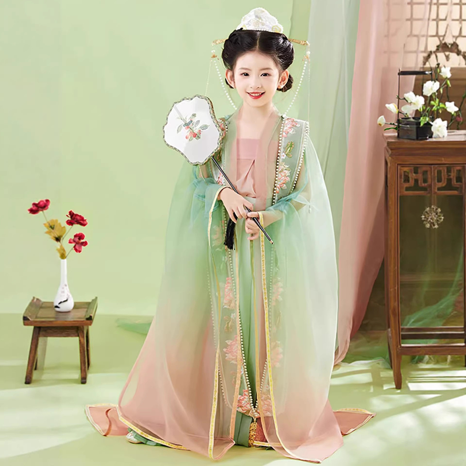 汉服女童2026新款宋制大袖衫霞帔中国风儿童古装超仙走秀日常礼服