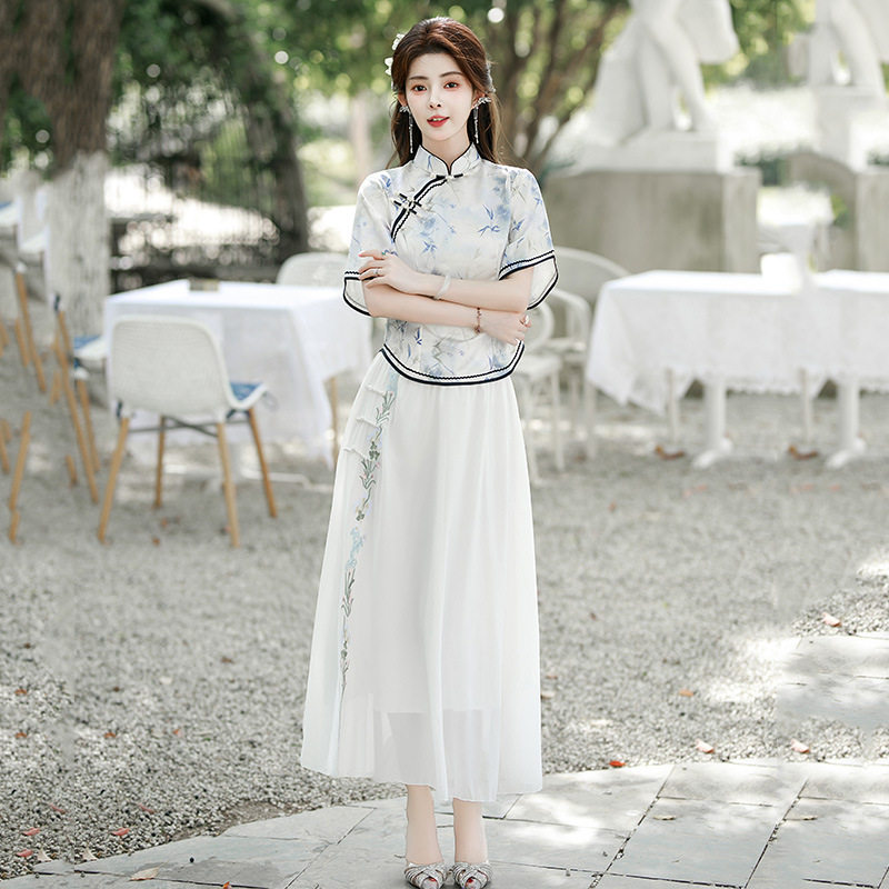 日常改良旗袍两件套裙装上衣民国风2026新款套装裙新中式女装