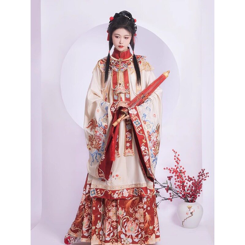 中式嫁衣【年年有鱼】原创明制婚嫁汉服敬酒云肩马面精致红色全套