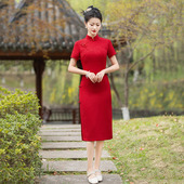 日常可穿中长款 女国风复古修身 夏季 红色高考送考改良旗袍2026新款