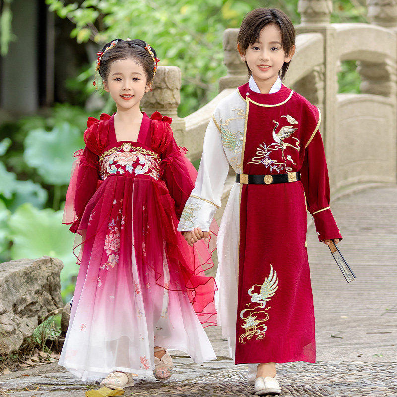 汉服男童秋季2026新款女童古装襦裙唐装春秋款国学儿童六一演出服