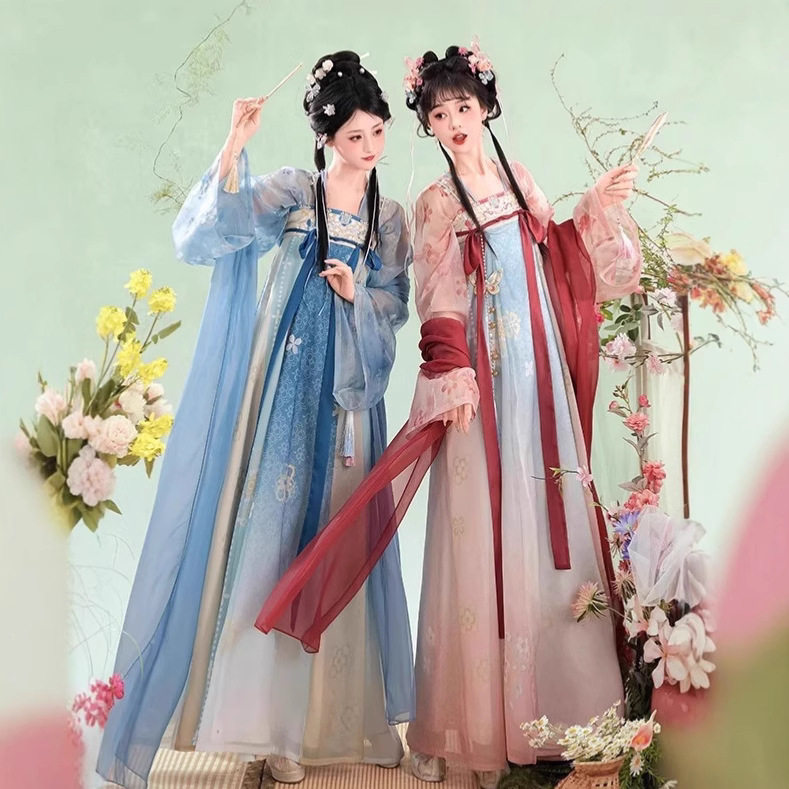 赋衣华裳花满园原创唐制汉服女春夏姐妹款对襟衫齐胸破裙超仙日常,女装/女士精品,汉服套装,淘宝优惠券,粉丝福利购,淘宝优惠卷