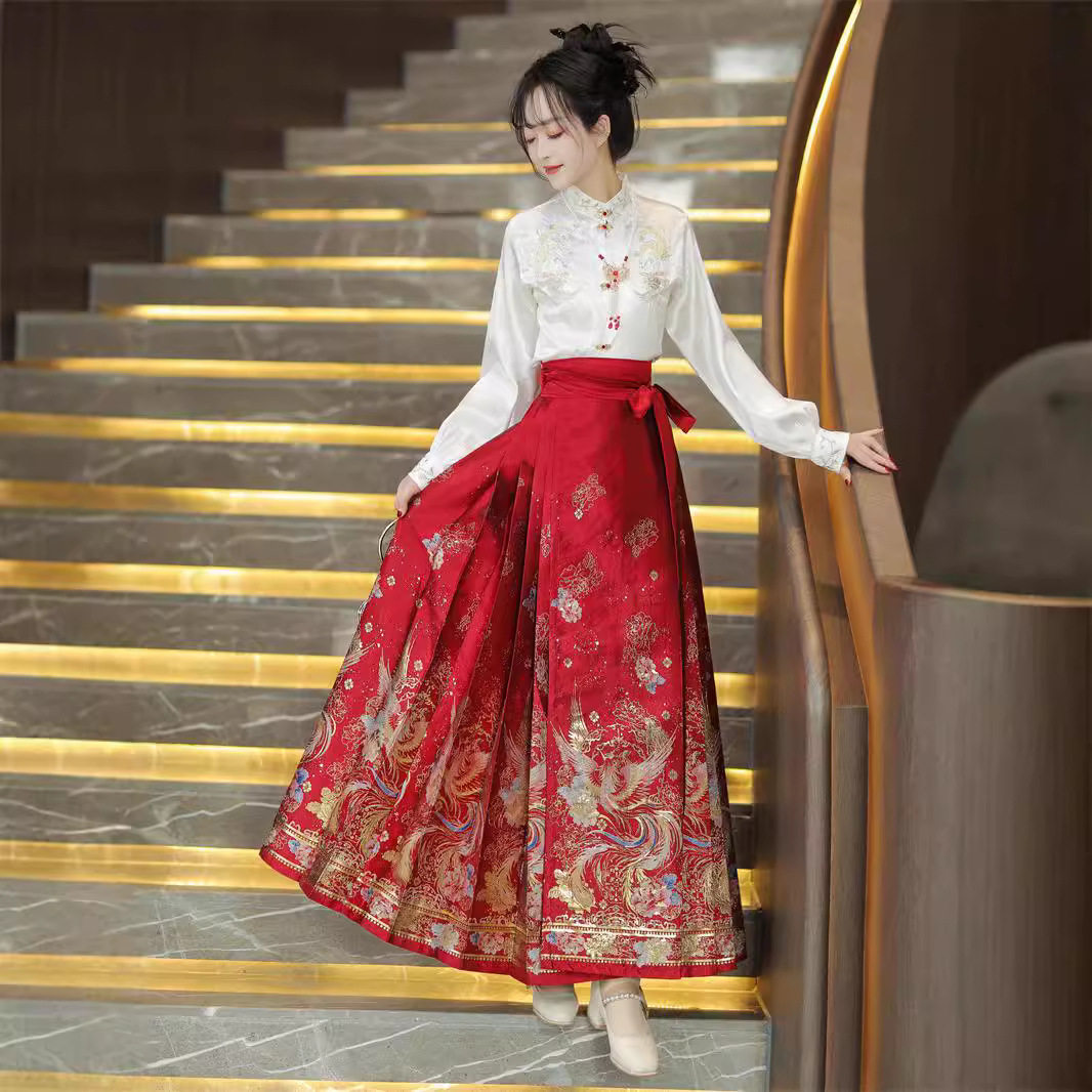 凤舞九天汉服女春夏款织金仿妆花马面裙套装日常中国风元素敬酒服