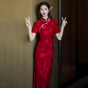 红色旗袍女感新中式敬酒服新娘2025新款订婚结婚宴会回门礼服